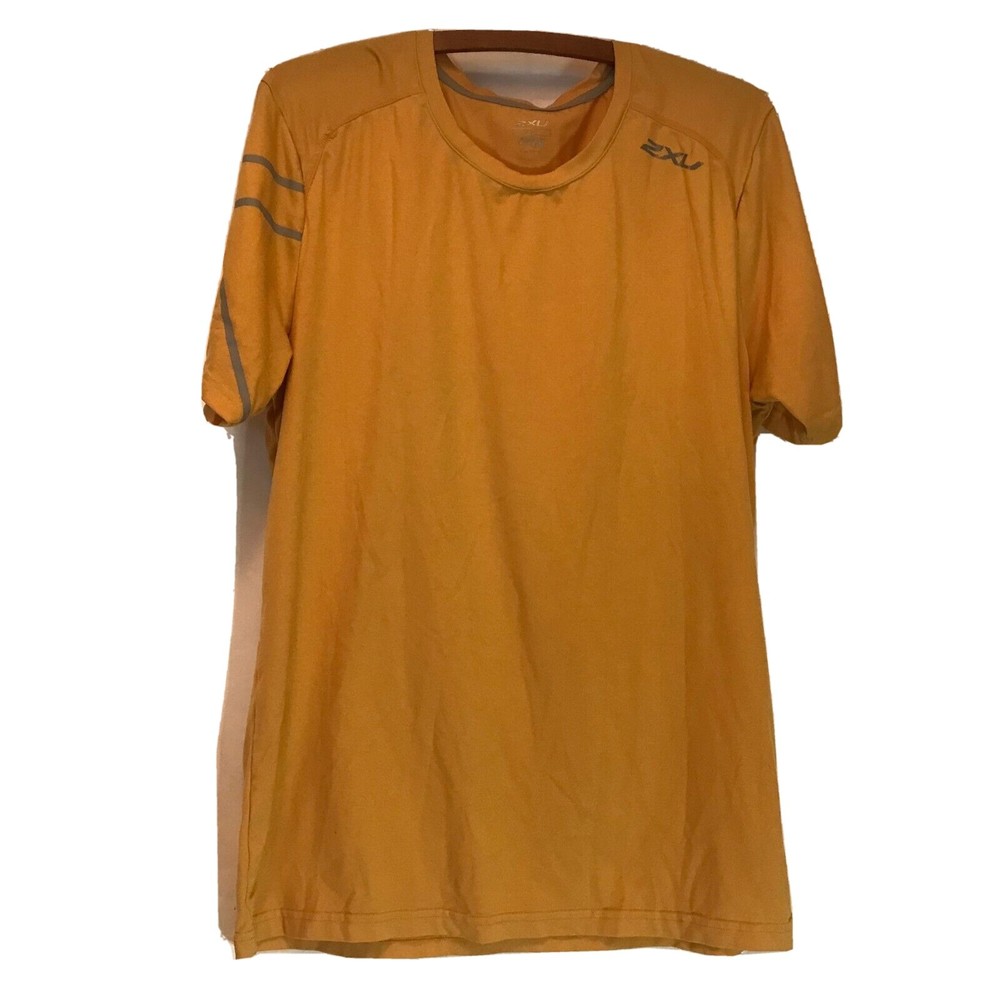 2XU Mens Core Compression Short Sleeve Jersey Top Yellow/Silver size L US made